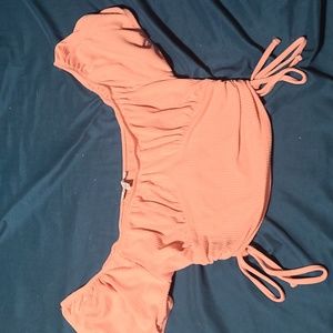 iris salmon pink ruched crop top 🌷